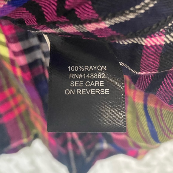 Torrid Challis Button Down Long Sleeve Plaid Cowgirl Rodeo Shirt Pink Blue 1X - Picture 6 of 6